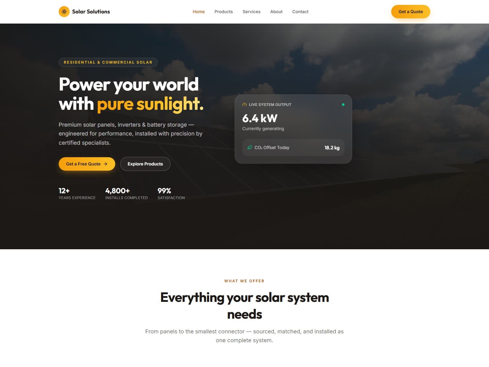 Solar Solutions website homepage