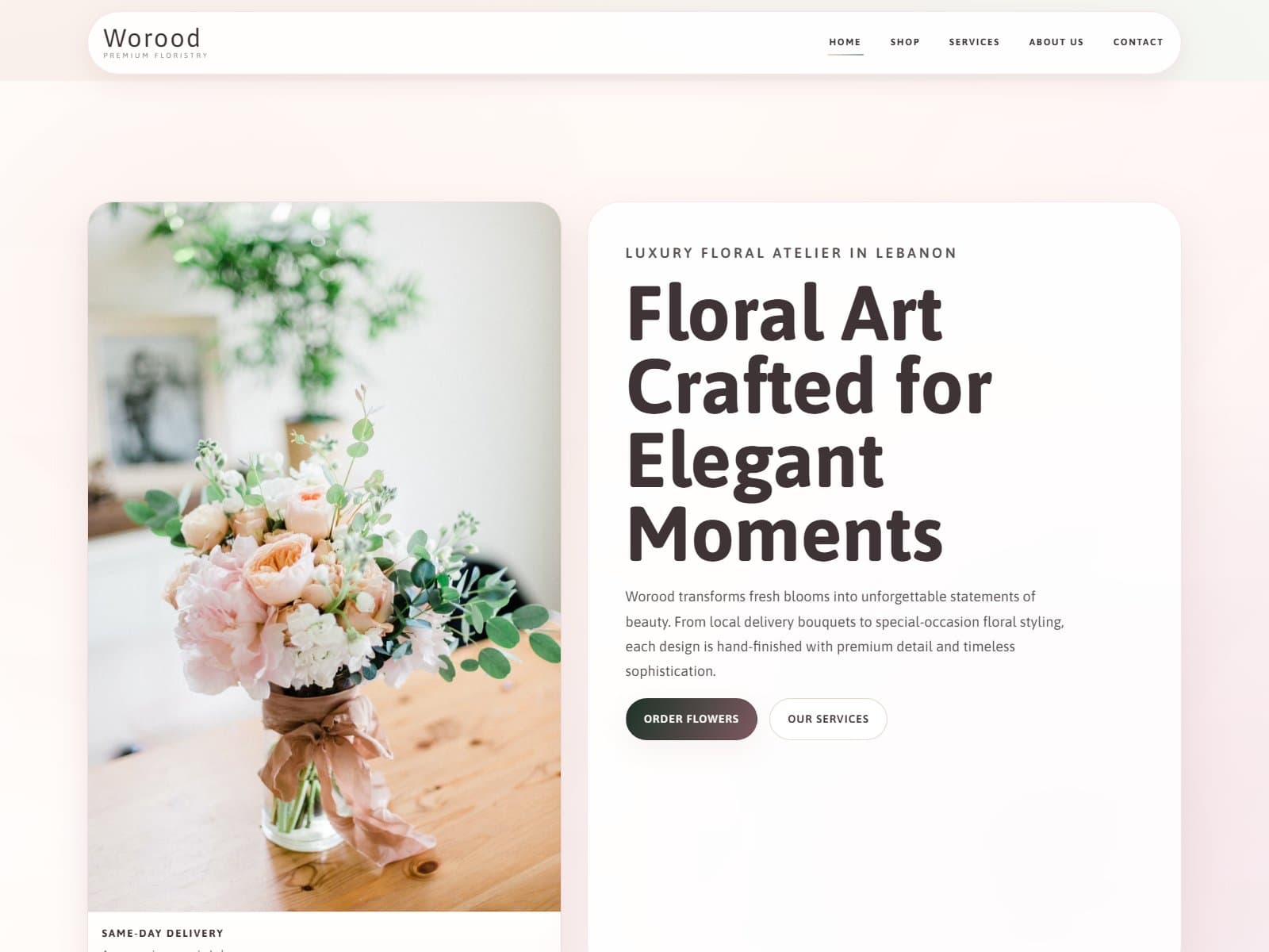 Worood website homepage